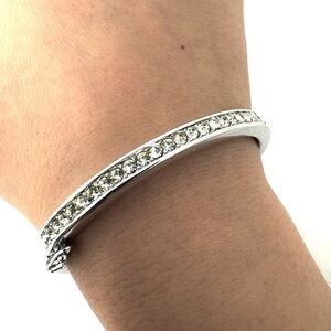 Christian Dior Vintage Silver Crystal Bracelet – Signed & Hinged Design